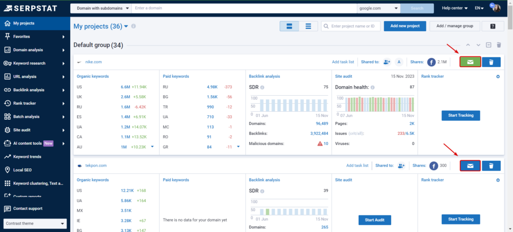 Serpstat screenshot