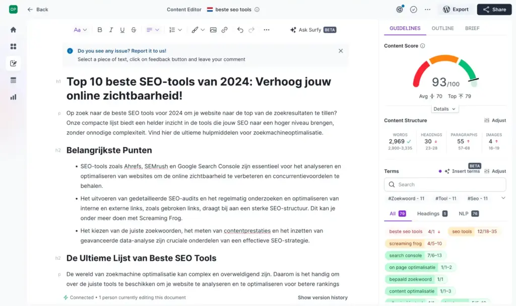 Surfer SEO screenshot
