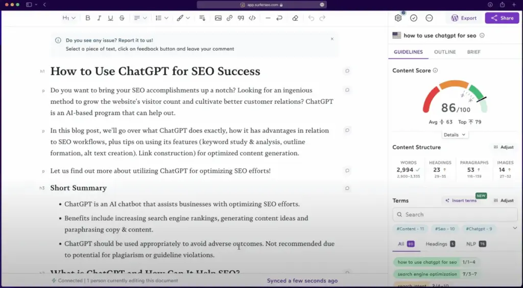 Surfer SEO screenshot